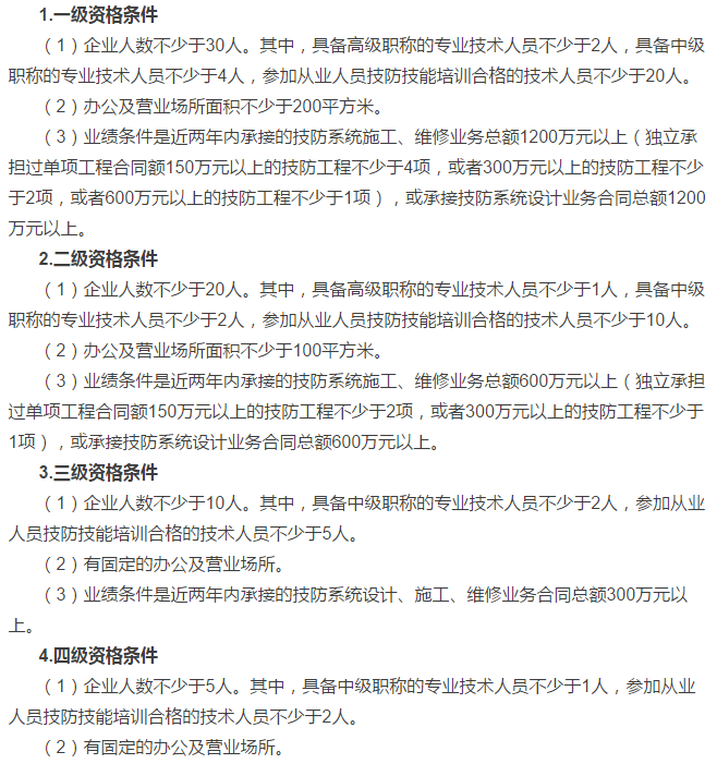 福利！廣東各市區(qū)企業(yè)安防資質(zhì)4個(gè)級(jí)別申報(bào)要求大全！